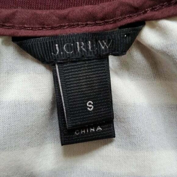 J. Crew Brown Cream Striped Boat Neck Long Sleeve Blouse Shirt Size Small NWOT - Picture 9 of 11